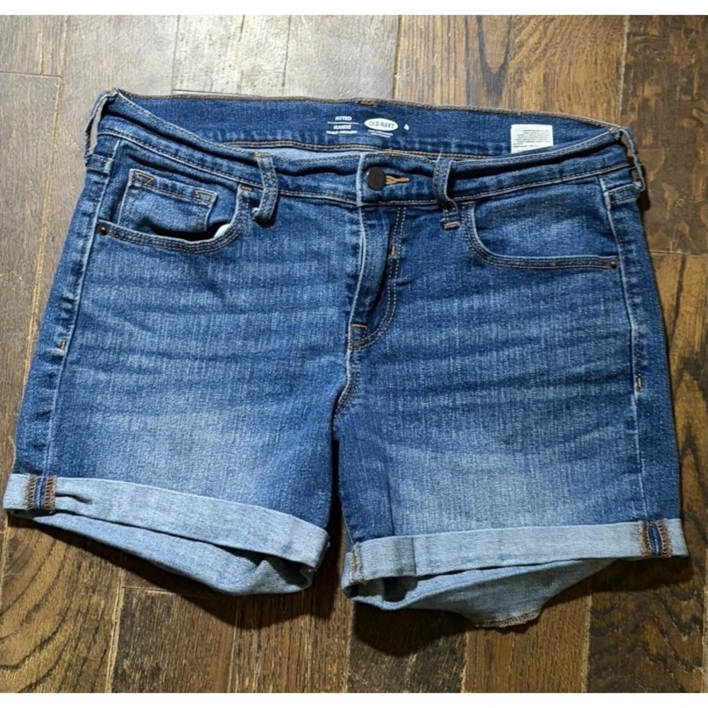 Old Navy Fitted‎ Shorts Size 4 Rolled Cuff Hem Blue Medium Wash